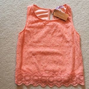 Coral lace tank top